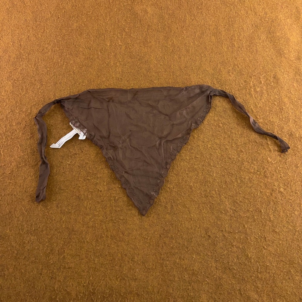 Free People Womens OS Brown Sheer Embroidered Scalloped Hair Scarf NWT